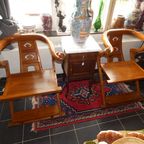 2 Oosterse Boeddisten Armstoelen In Tropisch Hout. thumbnail 8