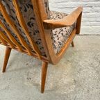 Midcentury, Houten Fauteuil Met Armleuningen, Losse Kussens thumbnail 4