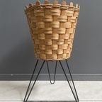 Wicker Basket On Metal Legs 1970S thumbnail 3