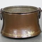 Uniek Grote En Zeer Charmante Antieke Koperen Ketel/ Haardhout Bak Met Een Prachtig Patina thumbnail 4