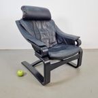 Vintage Fauteuil Skipper Mobler Apollo Deens Zwart Leer '70 thumbnail 8