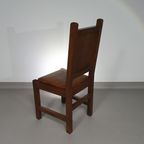 6 X Brutalist Solid Oak Chairs Mid Century thumbnail 22