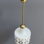Opaline Glass Pendant Lamp With Gold And Black Drawing thumbnail 7