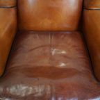 Geweldige Set Van 2 Luxe En Comfortabele Schapenleren Oorfauteuils Met Zwarte Biezen thumbnail 8