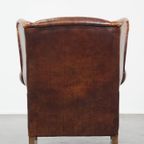 Karakteristieke En Tijdloze Vintage Schapenleren Oorfauteuil Met Mooie Kleuren thumbnail 5