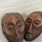 Set Van 2 Vintage/antieke Tchokwe Houten Maskers thumbnail 7