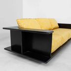 Zeldzame Mid-century 3-zitsbank Door Carlo Bartoli In Zwart Hout En Gele Stof thumbnail 10