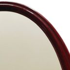 Vintage Retro Spiegel Ovaal Bordeaux Rood Kunststof thumbnail 4