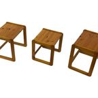 Vintage Set Van Drie Grenen Bijzettafels Nesting Tafels thumbnail 15