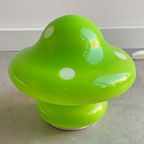 Groen Met Witte Stippen Glazen Paddestoel Tafellamp, Mushroom Lamp thumbnail 7