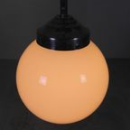 Oude Schoollamp Met Glazen Bol In Opaalglas, Jaren 30 thumbnail 9