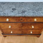 Vintage Frans Dressoir Commode Ladekast Badkamermeubel Met Marmer Blad 811 thumbnail 6