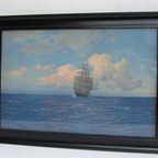 Hugo Schnars Alquist Lithograph Zeilschip, Maritiem Ludwig Müller thumbnail 2