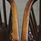 Set Van 2 Prachtige Donkere Antieke Engelse Lowback Windsor Stoelen/eetkamerstoelen thumbnail 9