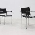 Set Of 2 Italian Modern Saddle Leather And Chromed Steel Chairs 1980S thumbnail 9