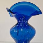 Mondgeblazen Vintage Blauwe Vaas Murano Stijl thumbnail 7