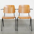 Set Van 10 Vintage Jaren ’60 Dutch Design Marko School/kantine/eetkamerstoelen Met Armleuningen thumbnail 4