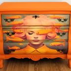 Oranje Buikkast Xxl “vrouw+goudvis”, Eclectisch thumbnail 3