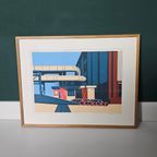 Vintage Zeefdruk Van Abstracte Weergave Van Industriële Setting. Kunstenaar Roel Jonges thumbnail 3