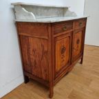 Vintage Antiek Dressoir Commode Ladekast Badkamermeubel Met Marmer Blad 701 thumbnail 8