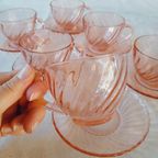 Vintage Rosaline Kop En Schotel France Roze Persglas thumbnail 8
