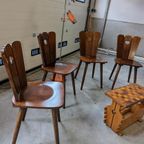 4 Vintage Houten Eet-Stoelen Uit De Jaren 50S/60S thumbnail 2