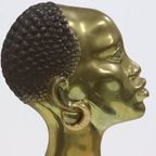 Solid Brass Sculpture African Woman 1950S thumbnail 7