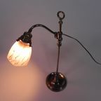 Franse Bureaulamp Met Glazen Kap, Verstelbaar, Jaren 30 thumbnail 8