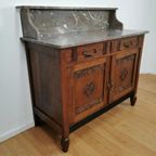 Vintage Frans Dressoir Commode, Ladekast Badkamermeubel Met Marmer Blad 112 thumbnail 10