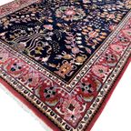 Handgeknoopt Floral Vloerkleed Vierkant 160X205Cm Wol Katoen Donkerblauw Perzisch Tapijt thumbnail 3