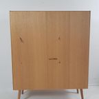 Vintage Deense Vitrinekast Eiken Fineer Rookglas thumbnail 6