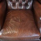 Comfortabele, Elegante, Luxe Engelse Chesterfield Oorfauteuil Gemaakt Van Rundleer thumbnail 7