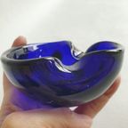 Kobalt Blauwe Vintage Murano Glas Asbak thumbnail 7