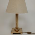 Messing Vintage Tafellamp Met Crèmekleurige Plisse Kap thumbnail 2