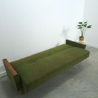 Slaapbank Met Groene Stof En Teakhout thumbnail 9