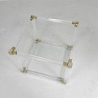 Hollywood Regency Salontafel Plexiglas, Glas, Messing, Jaren 70 thumbnail 5