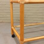 Vintage Boho Bamboe En Glas Trolley Barcart Serveerwagen thumbnail 12