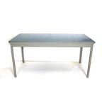 Vintage Gispen Eettafel / Bureau Met Blauw Blad Gemaakt In De Jaren '70 thumbnail 5