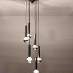 Mid-Century Vintage Neerwaartse Spiraal Hanglamp In Chroom En Glas thumbnail 2