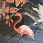 Mooi Vintage Schilderij Van Een Flamingo En Bloemen - Di Alexis thumbnail 6