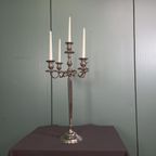 Vintage Vernikkelde Kandelaar Met 5 Armen thumbnail 4