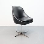 Vintage Draaifauteuil Zwart Skai thumbnail 10