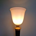 Mazda Art Deco Lamp In Hout/Messing En Witte Opaline thumbnail 5