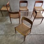 Set Van Zes Model 75 Stoelen In Teak Van N.o. Moller thumbnail 4