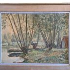 Frans Olieverf Schilderij Op Doek Ardennen 1962 thumbnail 3