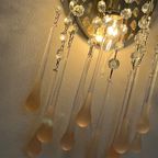 Set Murano Roze Gematteerde Teardrop Wandlampen Vintage Kristal thumbnail 6