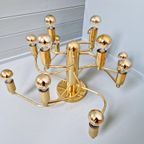 Design Plafondlamp/Kroonluchter Van Messing, Jaren 70 thumbnail 2