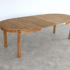 Brutalist Ovale Eettafel | Vintage Tafel | Eiken | Verlengbaar thumbnail 13