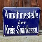 Zwaar, Groot, Dik Geëmailleerd Gebold Bord Kreis-sparkasse. thumbnail 5