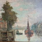 Schilderij Havengezicht - Aart Van Dalen (Rotterdam 1933-1990) thumbnail 7